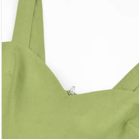 Reformation Miso Linen Mini Dress in Green - Picture 4 of 12